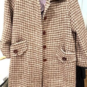 Houndstooth Brown Pea Coat